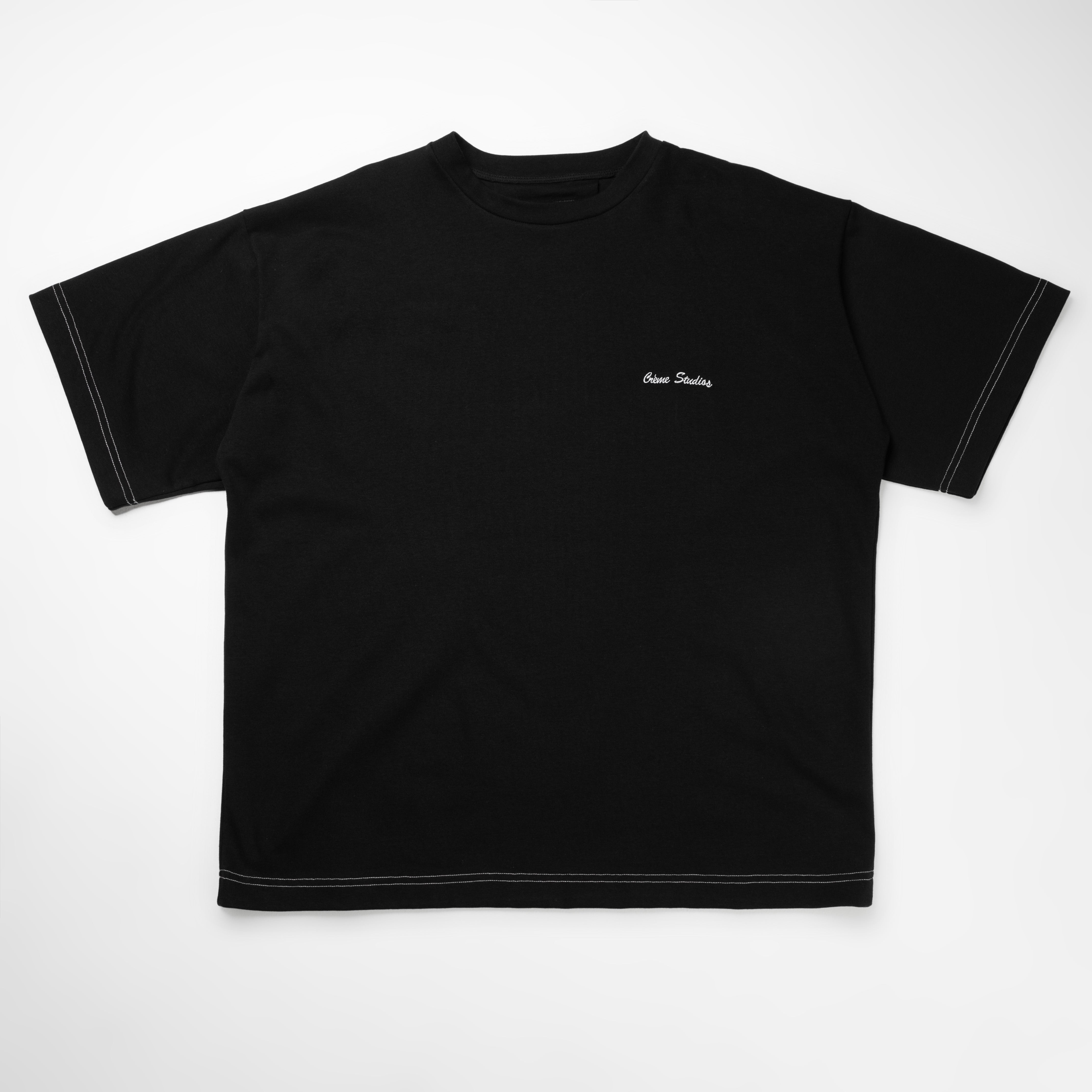 Black T-Shirt with Back Embroidery