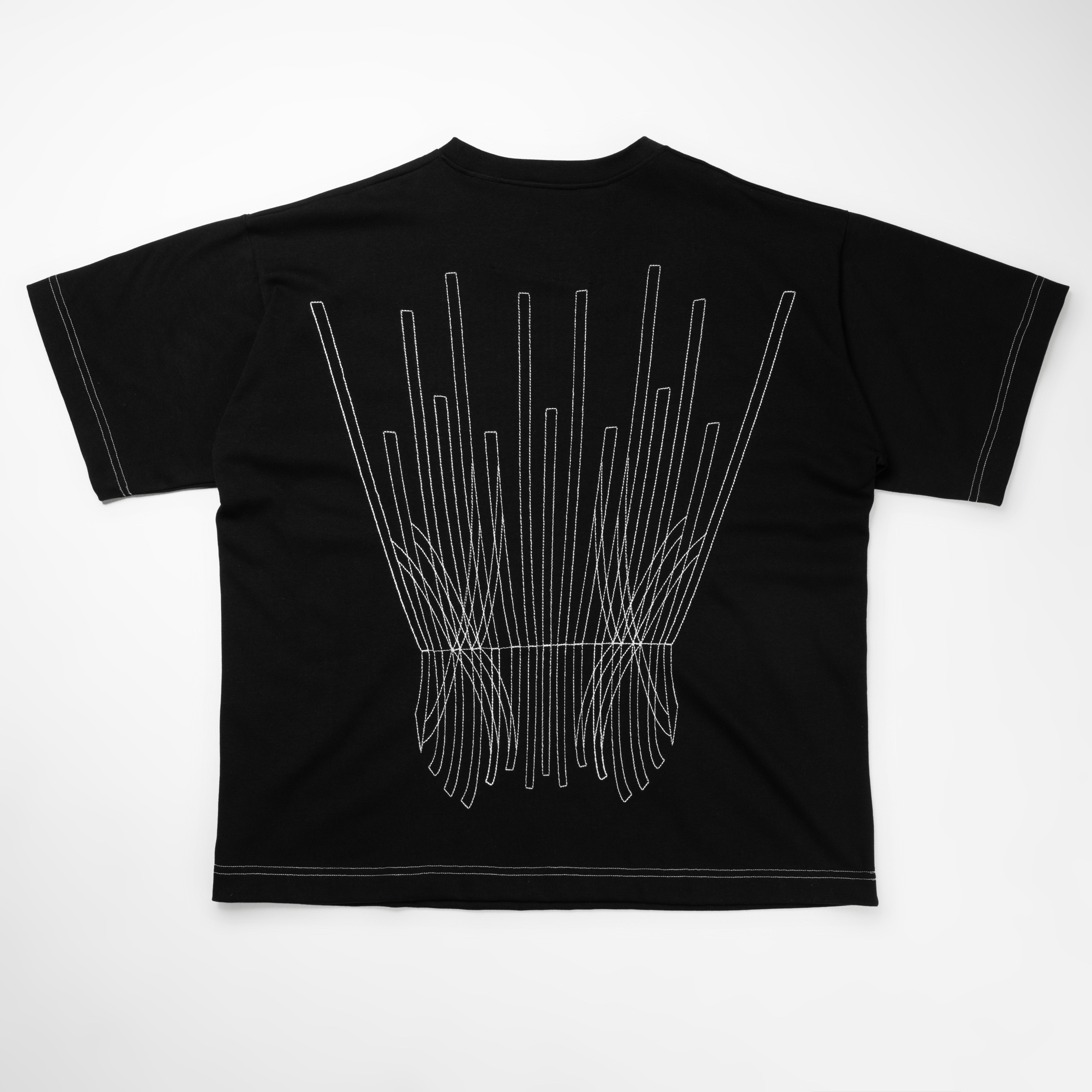 Black T-Shirt with Back Embroidery