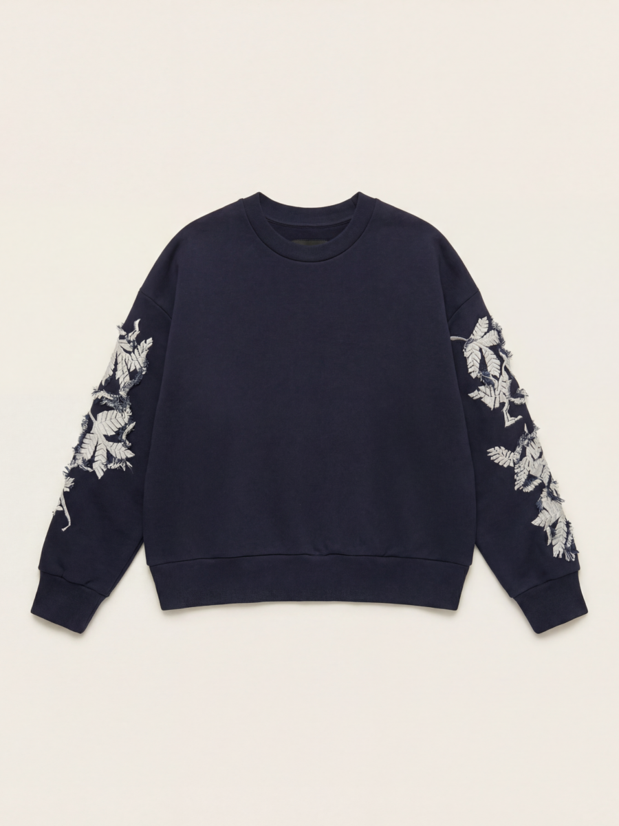 CREWNECK SWEATSHIRT SLEEVES EMBRODERY