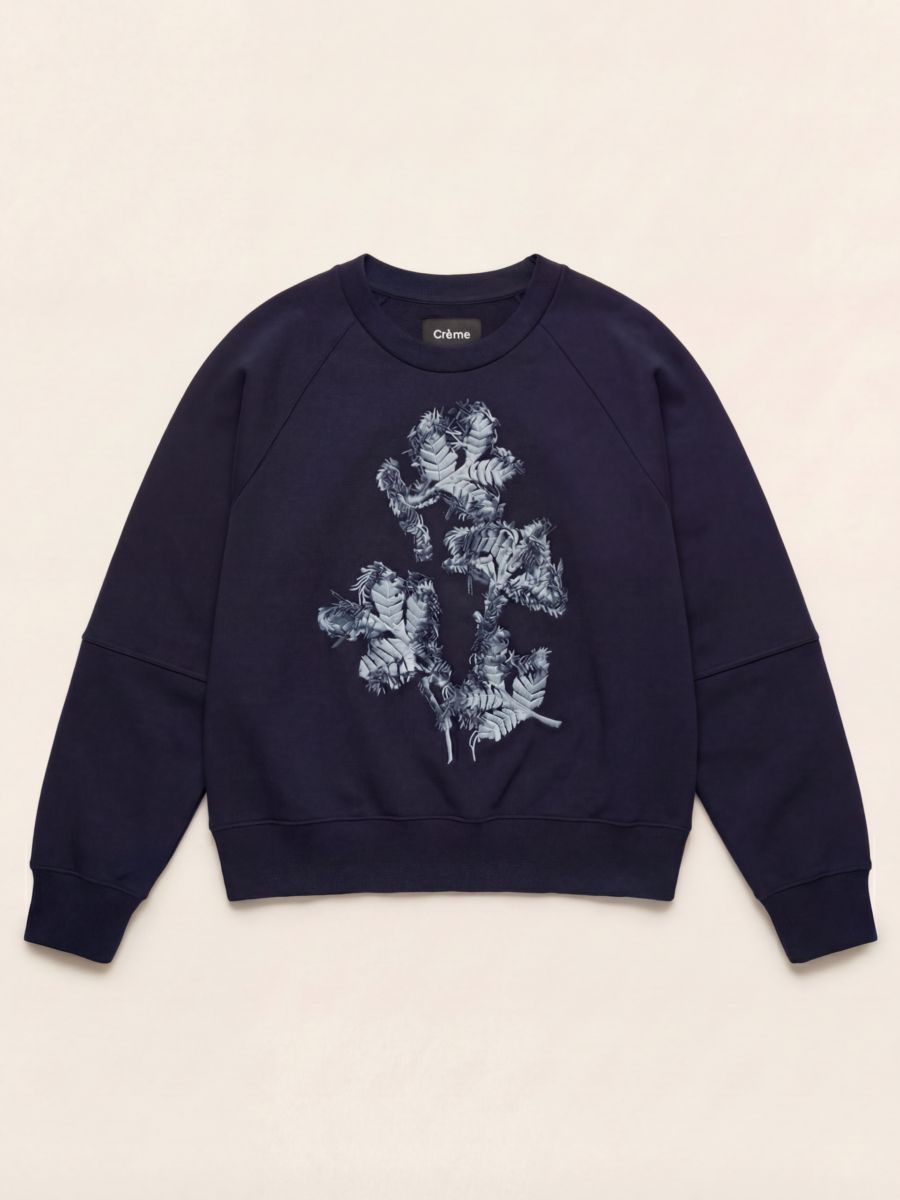 CREWNECK SWEATSHIRT DENIM EMBRODERY