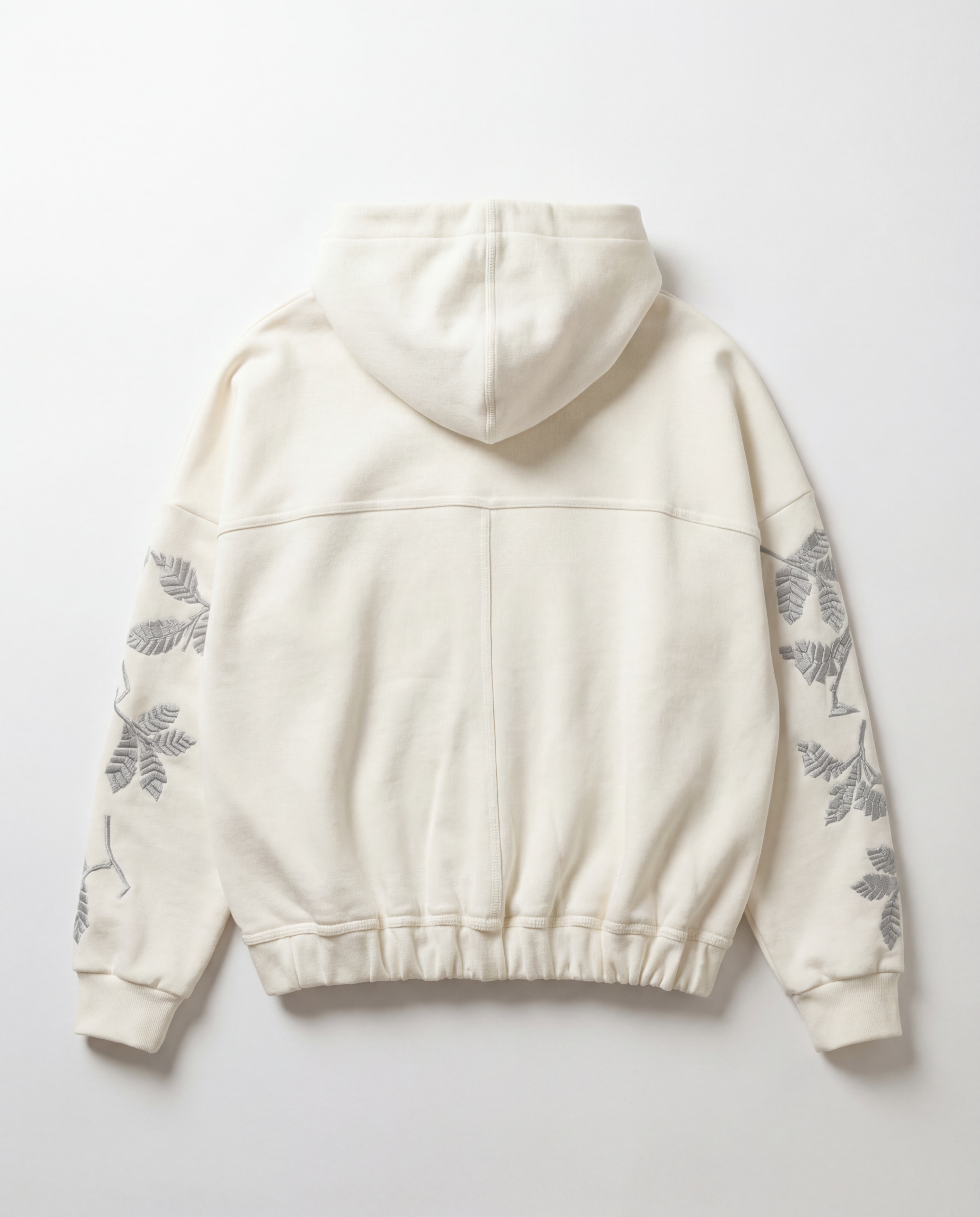 EMBROIDERED SLEEVE ZIP-UP HOODIE
