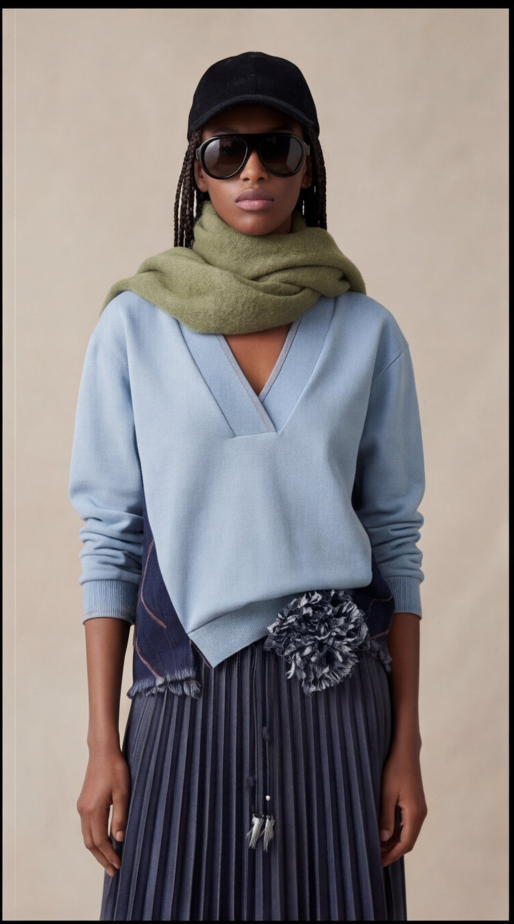 V-NECK DENIM JERSEY CARDIGAN